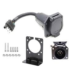 How to install a 7 pin / way junction box on a trailer. Hob4u 4 Way Flat To 7 Way Round Blade Trailer Adapter Wiring Plug Connector With Mounting Bracket For Towing Solutions Pricepulse