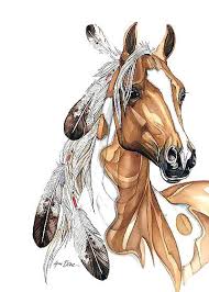 Amazing Native American Horse With Feathers Tattoo Design Tattooimages Biz