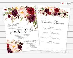 Invitacion Boda Para Editar Imprimir Color Tinto Y Lista De Padrinos Invitaciones De Boda Printable Wedding Invitations Wedding Invitations Wedding Printables