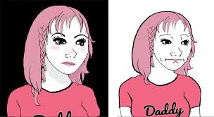 Pink Hair Wojak Girl Aka Daddy Egirl Memes Stayhipp Seamless pattern with mermaids, unicorns and rainbows. pink hair wojak girl aka daddy egirl