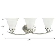 Get 5% in rewards with club o! Trinity Collection Three Light Brushed Nickel Etched Glass Traditional Bath Vanity Light P3192 09 Progress Lighting