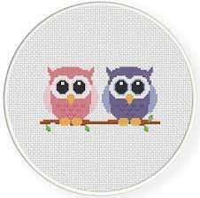 Scuppernong linen with weeks dye works floss., gentle art sampler threads and classic colorworks floss. Cute Owls Cross Stitch Pattern Daily Cross Stitch