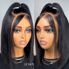 QT 70% Off Yaki Straight 5x5 Lace Closure Wig Glueless Virgin Human Hair
