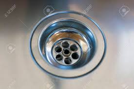 stainless steel sink plug hole stock
