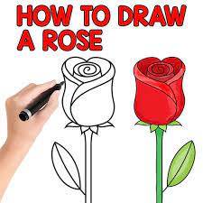 How to draw a rose step by step easy? How To Draw A Rose Easy Step By Step For Beginners And Kids Draw A Rose Easy Flower Drawings Rose Step By Step