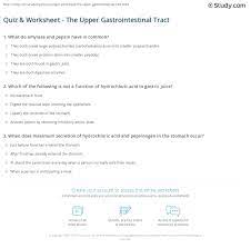 Quiz Worksheet The Upper Gastrointestinal Tract Study Com