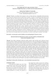 Pdf Reconstruction Of Teacher S Identity A Socio Anthropological Study Of The Javanese Society