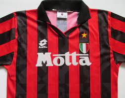 Ac Milan 1993 1994 Home Football Shirt By Lotto Milano Calcio Motta Italy Serirea Rossoneri Jersey Soccer Milan Acmila Football Shirts Ac Milan Sports Jersey