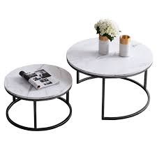 Addedcompare ancestors tabwa round nesting coffee table set ethp215668. Orren Ellis Modern Round Nesting Coffee Tableset Of 2 Side Table For Living Room Balcony Home And Office Black Frame With Wood Top 32 Reviews Wayfair Ca
