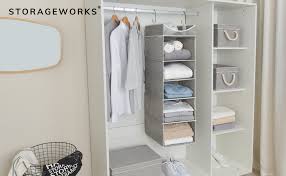 Closet organizers and storage, pack of 6 multifunctional closet organizer magic space saving hangers with 9 holes closet storage for wardrobe heavy clothes, shirts, pants, dresses, coats. Amazon Com Storageworks 5 Shelf Hanging Closet Organizer Adjustable Closet Hanging Shelves Canvas Gray 13 W X 13 D X 42 2 H Kitchen Dining