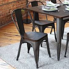 Oregon Metal Dining Chair Set Of 2 Industrial Antiqued Finish On Metal Legs And A Backre Metal Dining Chairs Dining Chairs Rustic Dining Chairs