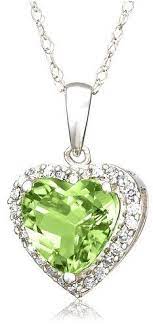 10k White Gold August Birthstone Peridot And Diamond Heart Pendant Peridot Jewelry Heart Jewelry Heart Pendant Diamond