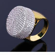 This halo wedding ring set showcases a halo engagement ring with a 8x8mm cushion cut natural black spinel set securely in a solid 14k white gold halo diamond ring setting and a perfectly matching diamond wedding ring is crafted in a half eternity band setting to. 2020 Hiphop Full Diamond Rings For Men Brand Design Cz Ring Gold Plated Luxury Hip Hop Jewelry Wedding Accessories From Wwb6 28 75 Dhgate Com