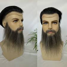 Rosto longo barba falsa cabelo humano rosto barba bigode para homens renda  suíça real artesanal barbas renda invisível falso bigode