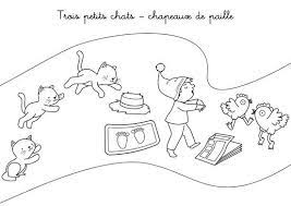 coloriage chanson trois petits chats chapeau de paille petit chat coloriages minions