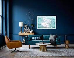 Endless Summer Modern Sparkle Water Horizontal Beach Print Etsy Blue Walls Living Room Mid Century Living Room Decor Blue Living Room
