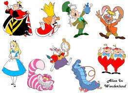 Minor alice in wonderland characters include the white rabbit, the mouse, the dodo, the lory, the eaglet, the duck, pat, bill the lizard, puppy, the caterpillar, the duchess, the knave of hearts, the king of hearts, the gryphon and the mock turtle. Pin By Michelle Garner On Clip Art Alice In Wonderland Characters Alice In Wonderland Cartoon Alice In Wonderland Paintings