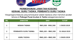 Kerja kosong | pusat tadika. Permohonan Jawatan Kosong Guru Tadika Kerani Tadika Pembantu Guru Di Pelbagai Negeri Julai 2019