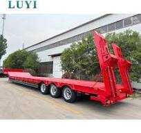 Luyi 3 Axle Lowbed 80t 100 120 150 Ton Front Loading 40FT 13m 16m Container  Lowbed 70 Tons 4 Axles Low Bed Semi Trailer