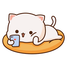 Mochi Mochi Peach Cat With Phone Sticker Cute Anime Cat Cute Love Gif Cute Cat Gif