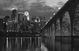 Minneapolis Stone Arch Bridge BW Greeting Card by Wayne Moran