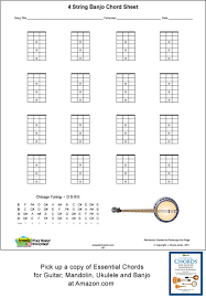 blank 4 string banjo blank sheet music and chord boxes