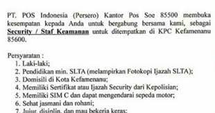 Kebanyakan orang biasanya ingin menjadi dokter, polisi, ataupun guru. Lowongan Kerja Pt Pos Indonesia Cabang Soe Lowongan Kerja Kupang
