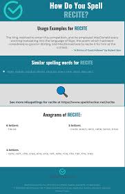 Words starting with letters recite. Correct Spelling For Recite Infographic Spellchecker Net