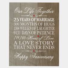 It has a coin which displays the year in which you became man and wife, as well as the space to add a heartfelt personalized message. Wedding Anniversary 25 Years
