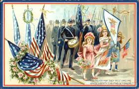 Decoration Day Parade Girls Flags Vintage Postcards Postcard Patriotic
