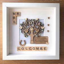 Wedding Gift Scrabble Box Frame Unique Gift For Weddings Customisable Mr Mrs Engraved Names Any Handmade Wedding Gifts Unique Wedding Gifts Wedding Gifts