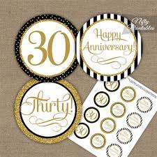 Fiverr freelancer will provide digital services and design 6 different happy birthday themed cupcake toppers within 8 days. 30th Anniversary Cupcake Toppers Black Gold Nifty Printables