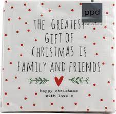 People exchange christmas gifts and messages; Servietten The Greatest Gift Of Christmas Is Family And Friends Happy Christmas With Love Barzubehor