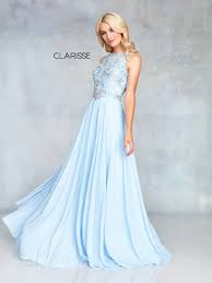 3806 Powder Blue Chiffon Prom Dress With A Beaded Detail Top Flowy Prom Dresses Prom Dresses Long Poofy Flowy Dress Long