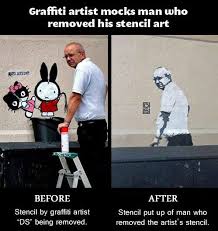Graffiti Artist Mocks Grumpy Man Graffiti Artist Grumpy Man Funny