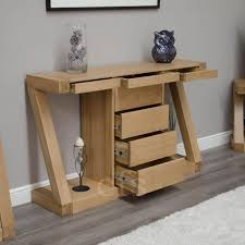 Homestyle Gb Z Oak Designer Console Table With Drawers Wide Oak Console Table Oak Consoles Hall Console Table