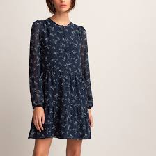 Robe courte, col v, manches courtes see u soon détails produit • forme : Robe Courte Manches Longues Imprime Floral Imprime Fond Marine La Redoute Collections La Redoute