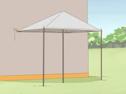 The curtains look beautiful tied around the corners of the canopy and can be moved across to block the sun or protection from a light rain. How To Make An Outdoor Canopy 13 Steps With Pictures Wikihow