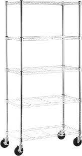 amazon com amazonbasics 5 shelf shelving storage unit on 4 wheel casters metal organizer wire rack ch units organizing wires wall book shelves