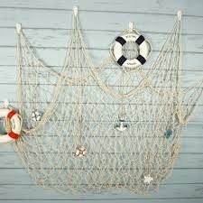 Fishing Net Wall Hangings Decor With Stars Lifebuoy And Anchor Ornaments Creamy White Fish Net Decor Fishing Net Wall Decor Hanging Wall Decor