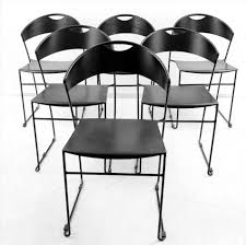 Add to favorites vintage wrought iron chair beverly hills hotel banana leaf kelleymcnaughtongold 4.5 out of 5 stars. Set Of 6 Black Metal Dining Room Chairs 1980s 96891
