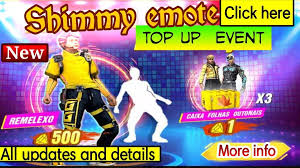 #freefire #newevent #new_emote #mani_gaming how to get dog emote only 9 diamond trick подробнее. New Shimmy Emote Topup Event Free Fire Team2earn Store