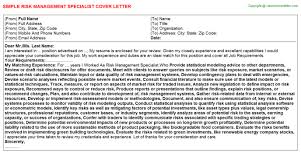 Risk Management Specialist Cover Letter