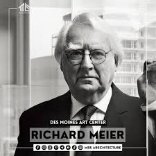 Des Moines Art Center Addition in Des Moines, Iowa, USA by Richard Meier  (1985) Richard Meier's 1985 addition to the Des Moines Art Center expanded  the museum's capacity for contemporary art while
