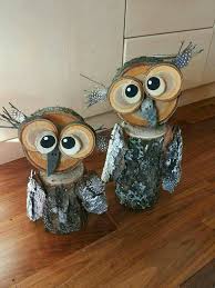 Wooden Owls Winter Wood Crafts Wood Log Crafts Owl Decor