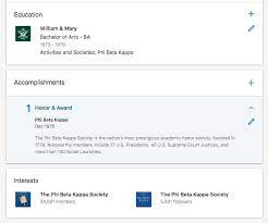 Give viewers a sense of your personality. Phi Beta Kappa Pa Twitter Wondering How To List Your Phibetakappa Membership On Your Linkedin Profile We D Recommend Putting It Under Education Or Honors Awards And Don T Forget To Join Our