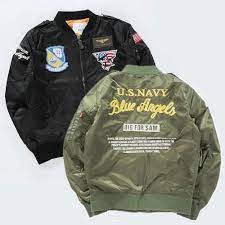 Veste Bomber Vintage Pilote Us Navy Blue Angels Bomber Jacket Army Jacket Men Vintage Army Jacket