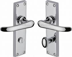 Buy door handles at screwfix.com. V730 Pc Heritage Brass Door Handle For Bathroom Windsor Design Polished Chrome Finish Door Handles On A Backplate