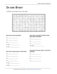 They're equally good for kids learning how to spell, for adults wanting to stimulate their mind, or for senior citizens looking to keep their minds sharp. German Vocabulary Word Search Puzzle In Town Teaching Resources