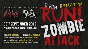 The 5km zombie run attracted over 2000 participants for a night run.with a difference! Charity Fun Run Zombie Attack 2016 Justrunlah